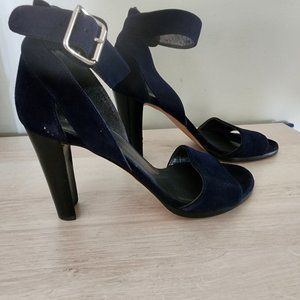 Stuart Weitzman Dark Blue Velvet Sandal